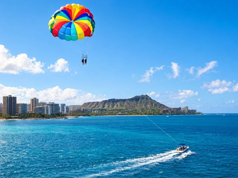 Parasail on Maunalua Bay with Diamond Head Views